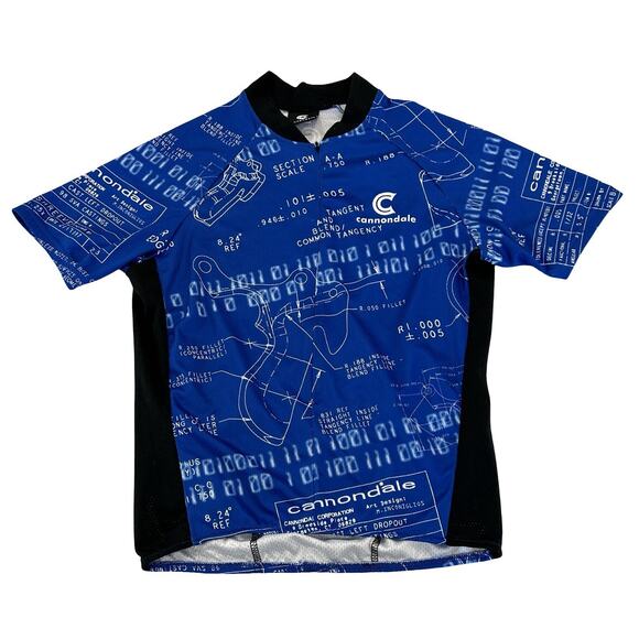 Cannondale Vintage Mens Cycling Jersey Size M Blue Short Sleeve 3/4 Zip Pullover - Picture 1 of 6